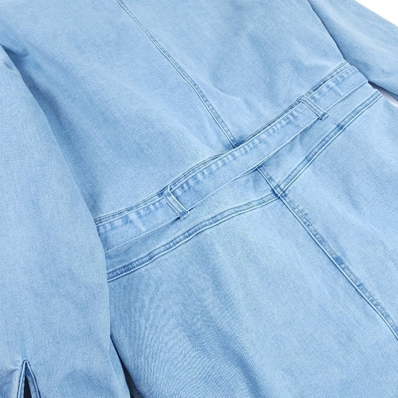 Denim Viscose Blend Blue Women's Belted Pocketed Dress SZ XXL - Picture 3 of 13